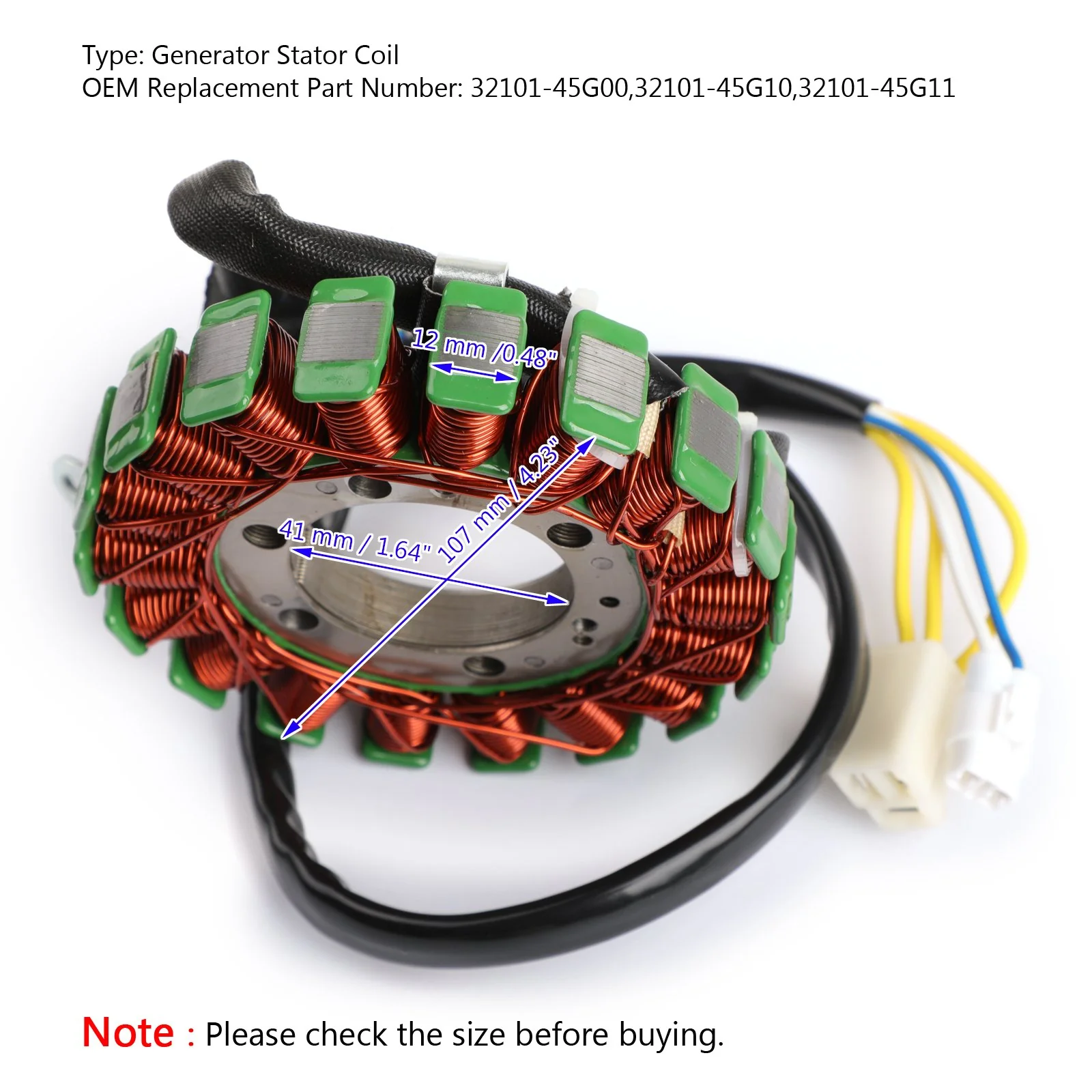 Bobine de stator de générateur pour Suzuki LTR450 LT-R450 Quad Racer 06-2011 32101-45G00 générique